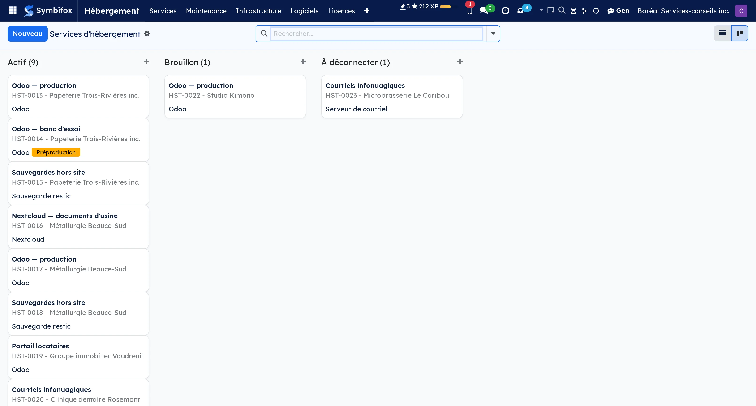 Hosted services as a kanban: live, in preparation, to be decommissioned