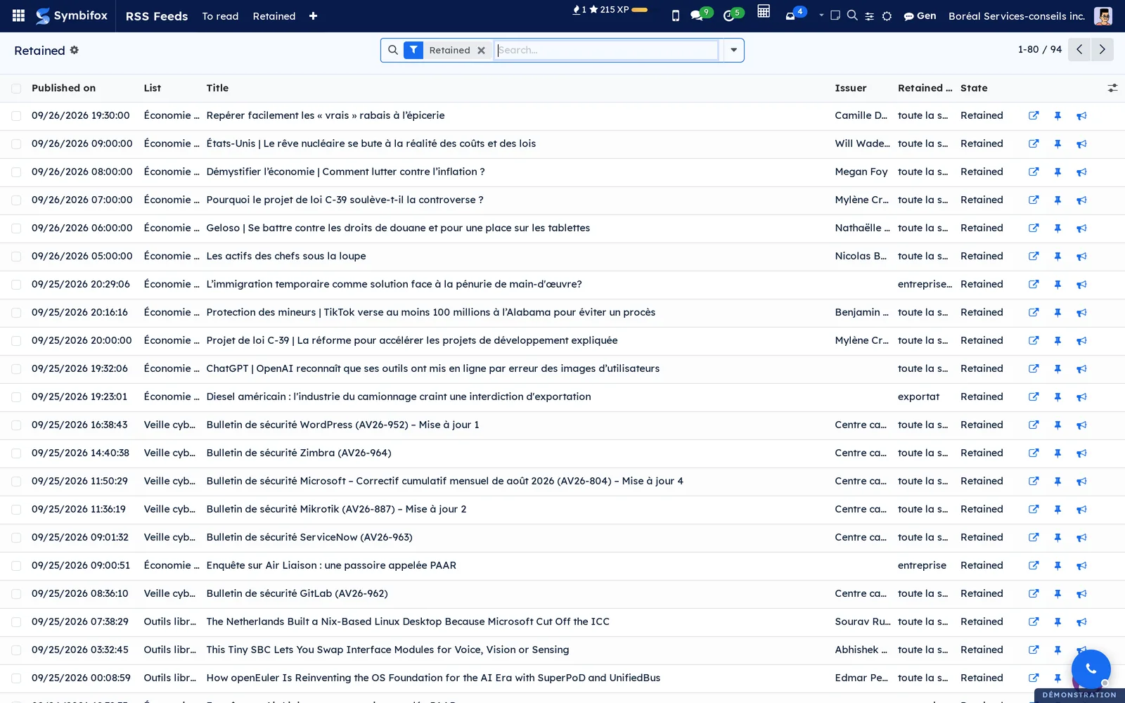 Retained items: date, list, title, issuer and reason each item was kept
