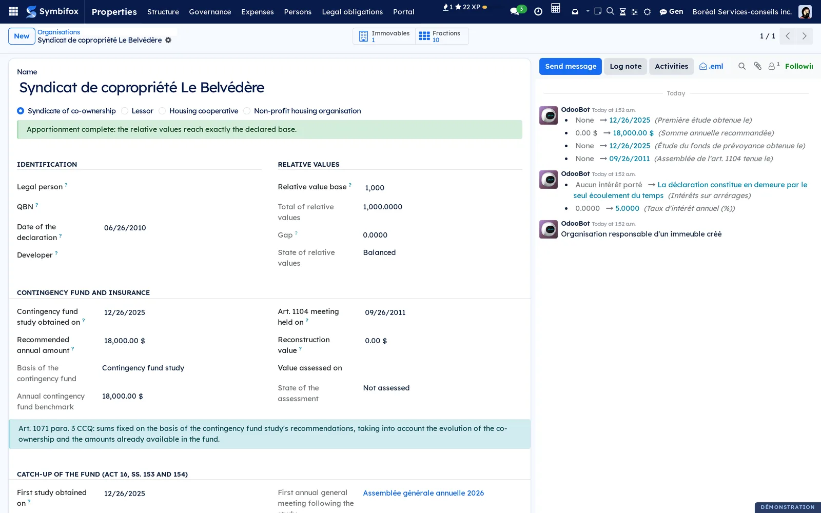 Record of the Le Belvédère syndicate: apportionment complete, with the Identification, Relative values and Contingency fund sections