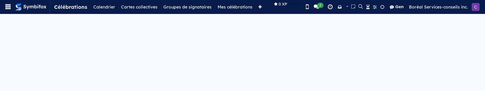 Camille Tremblay's Mes célébrations form: what I would like, day, month, work anniversary and personal address